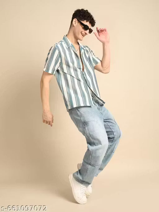 Men's Cotton Blend half Sleeve Mint green Shirt for men.